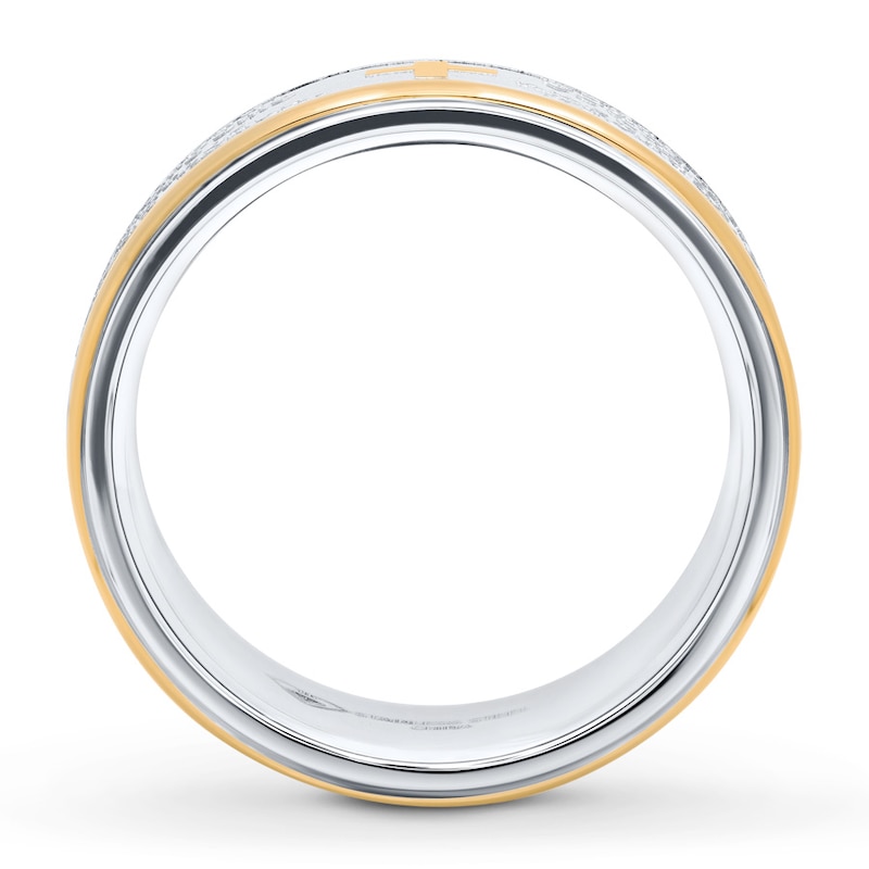Main Image 2 of Now + Forever Men's Wedding Band Stainless Steel/Yellow Ion-Plating 8mm