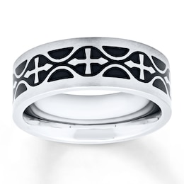 Now + Forever Men's Wedding Band Stainless Steel/Black Ion-Plating 7mm
