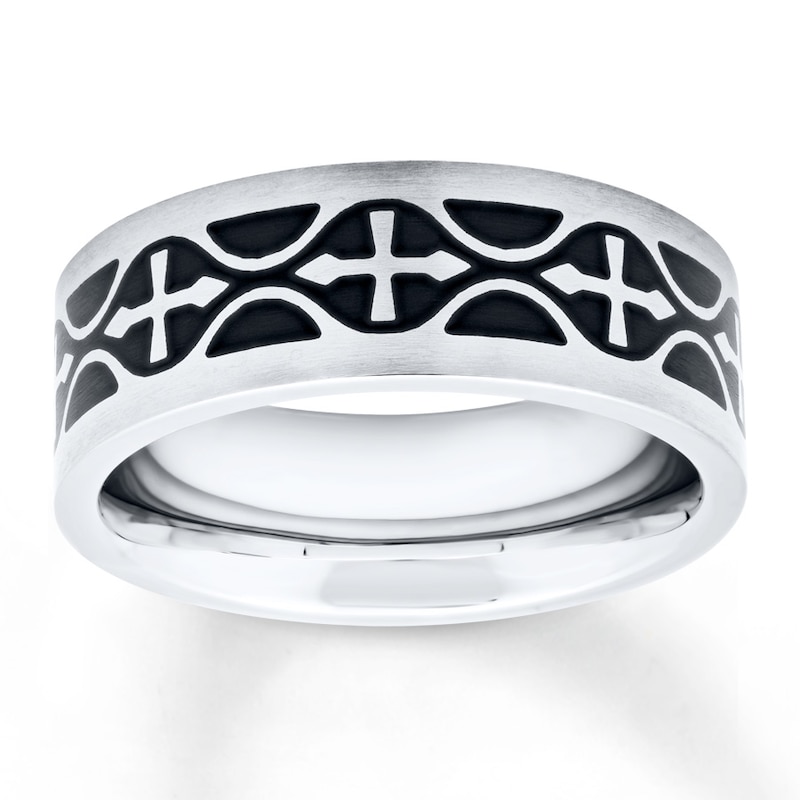 Main Image 1 of Now + Forever Men's Wedding Band Stainless Steel/Black Ion-Plating 7mm