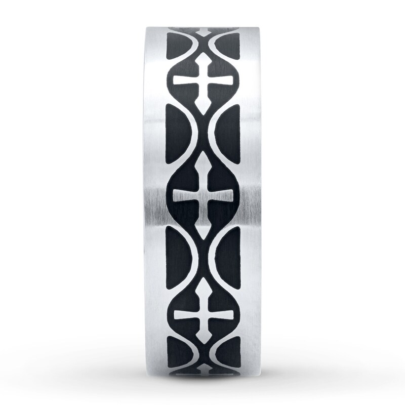 Main Image 3 of Now + Forever Men's Wedding Band Stainless Steel/Black Ion-Plating 7mm