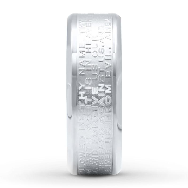 Main Image 3 of Now + Forever Men's Wedding Band Cross & Lord's Prayer Stainless Steel 8mm