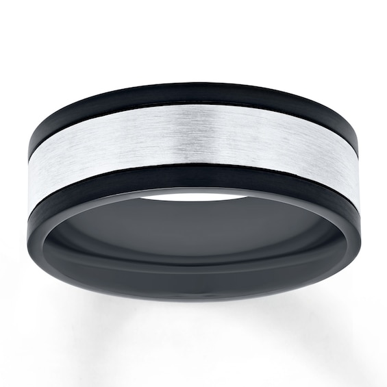 Now + Forever Men's Wedding Band Stainless Steel/Black Ion-Plating 8mm