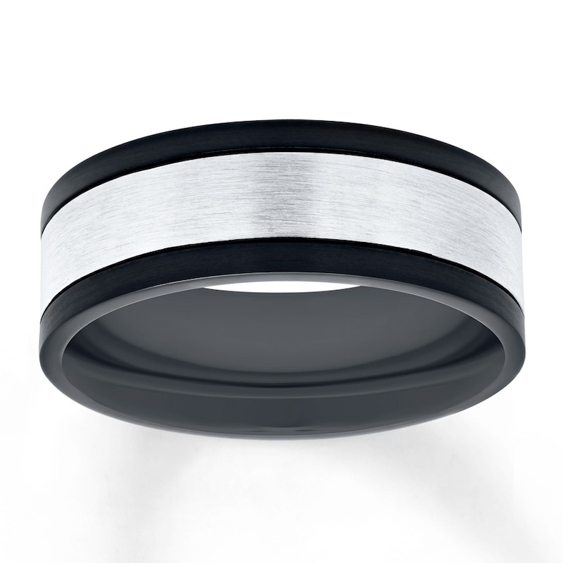 Main Image 1 of Now + Forever Men's Wedding Band Stainless Steel/Black Ion-Plating 8mm
