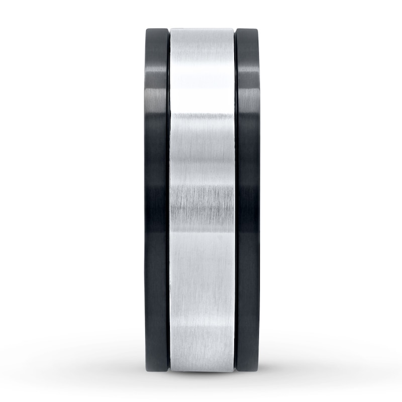 Main Image 3 of Now + Forever Men's Wedding Band Stainless Steel/Black Ion-Plating 8mm