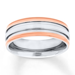Now + Forever Men's Wedding Band Stainless Steel/Rose Ion-Plating 7mm