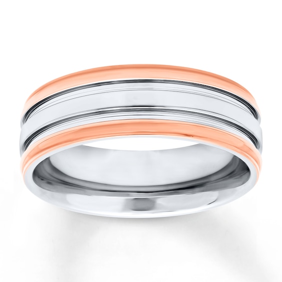 Now + Forever Men's Wedding Band Stainless Steel/Rose Ion-Plating 7mm