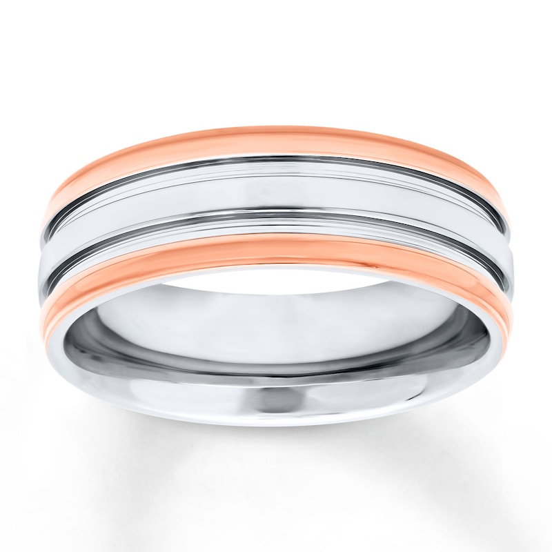 Main Image 1 of Now + Forever Men's Wedding Band Stainless Steel/Rose Ion-Plating 7mm