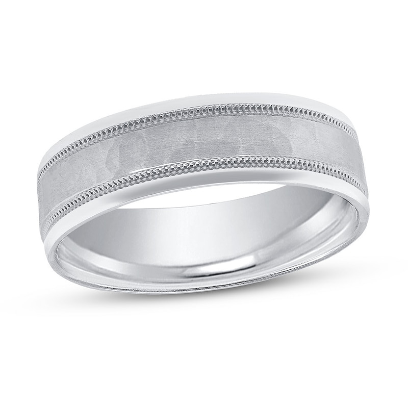 Main Image 1 of Now + Forever Hammered Wedding Band Platinum 6mm