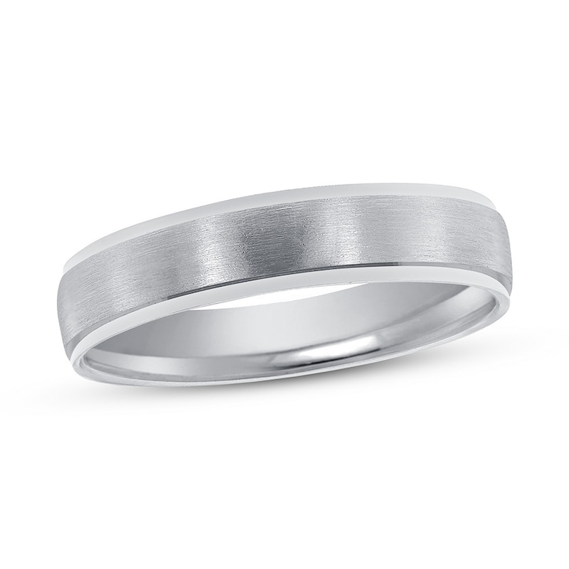 Main Image 1 of Now + Forever Satin Wedding Band Platinum 4mm