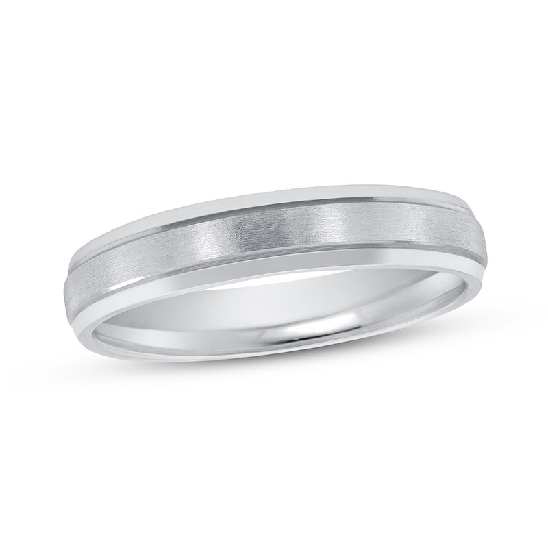 Main Image 1 of Now + Forever Satin Wedding Band Platinum 4mm