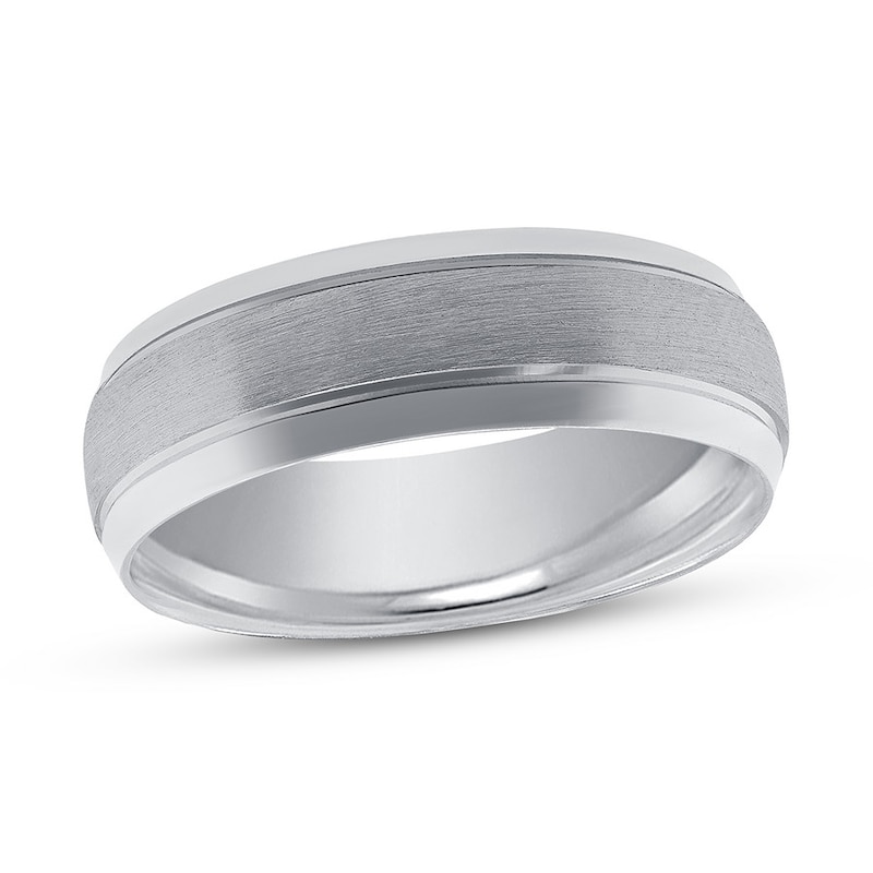 Main Image 1 of Now + Forever Satin Wedding Band Platinum 6mm
