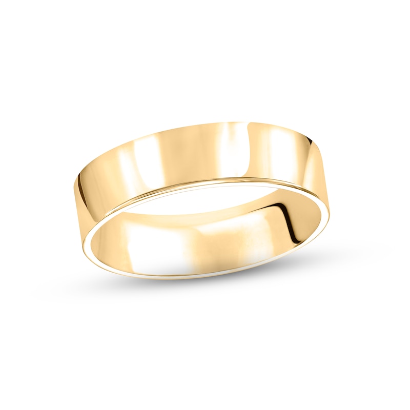 Men's Pipe-Cut Wedding Band 14K Yellow Gold