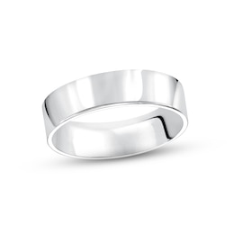 Men's Pipe-Cut Wedding Band 14K White Gold 6mm