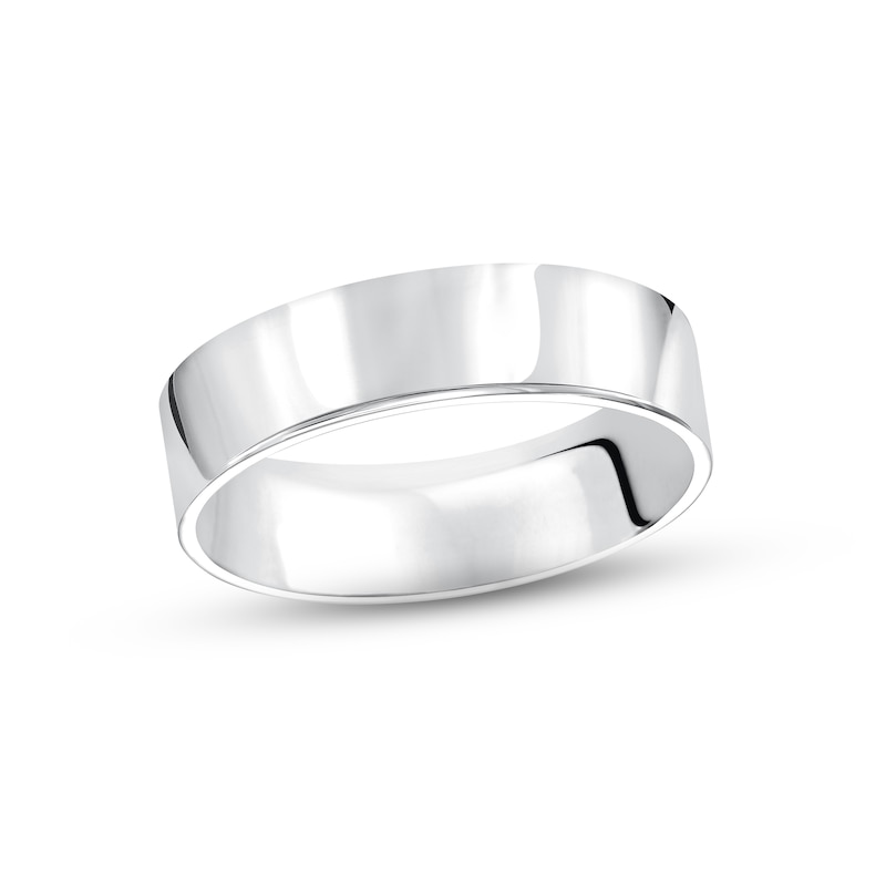 Main Image 1 of Men's Pipe-Cut Wedding Band 14K White Gold
