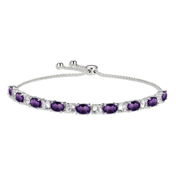Kay Amethyst & White Lab-Created Sapphire Bolo Bracelet Sterling Silver 9