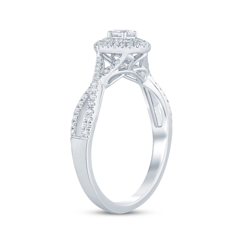 Main Image 5 of Now + Forever Oval-Cut Diamond Double-Halo Engagement Ring 1/2 ct tw 14K White Gold