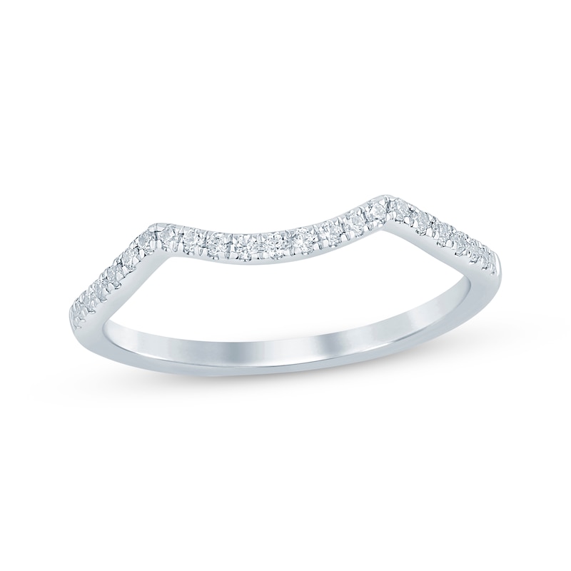Main Image 8 of Now + Forever Diamond Contour Wedding Band 1/8 ct tw 14K White Gold