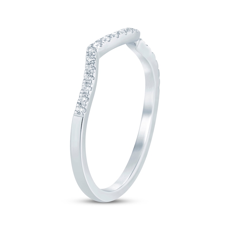 Main Image 9 of Now + Forever Diamond Contour Wedding Band 1/8 ct tw 14K White Gold