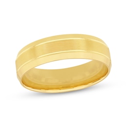Now + Forever Men's Brushed Wedding Band 10K Yellow Gold 6mm