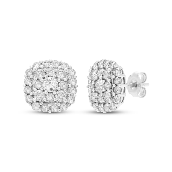 Kay Diamond Cushion Cluster Stud Earrings 2 ct tw 10K White Gold