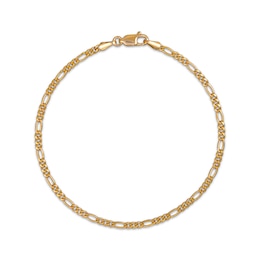 Figaro Chain Anklet 3.55mm Hollow 14K Yellow Gold 11”