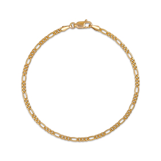 Figaro Chain Anklet 3.55mm Hollow 14K Yellow Gold 11”