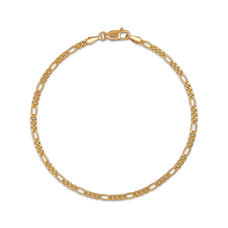 Main Image 1 of Figaro Chain Anklet 3.55mm Hollow 14K Yellow Gold 11”