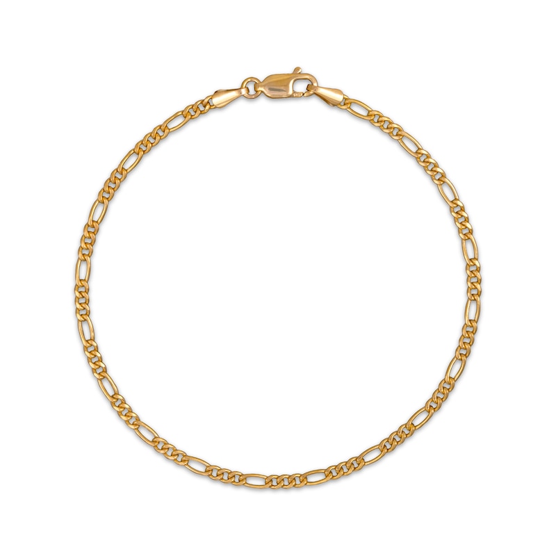 Hollow Figaro Chain Anklet 3.55mm 14K Yellow Gold 11”