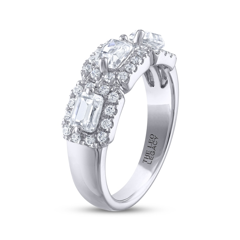 THE LEO Legacy Lab-Created Diamond Emerald-Cut Three-Stone Anniversary Band 1-1/3 ct tw 14K White Gold