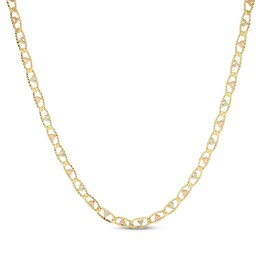 Diamond-Cut Valentino Heart Chain Necklace 3.5mm 14K Tri-Tone Gold 18”