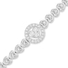 Thumbnail Image 1 of Round-Cut Diamond Heart Link Bracelet 1/2 ct tw Sterling Silver 7.25”