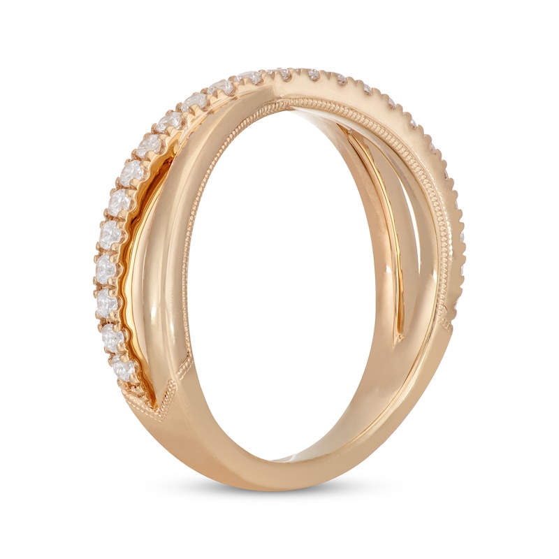 Main Image 2 of Neil Lane Round-Cut Diamond Crossover Anniversary Band 1/3 ct tw 14K Yellow Gold