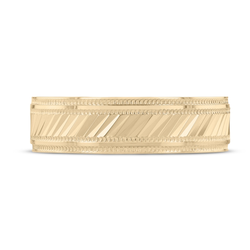 Main Image 3 of Now + Forever Men's Diagonal Textured Wedding Band 10K Yellow Gold 6mm