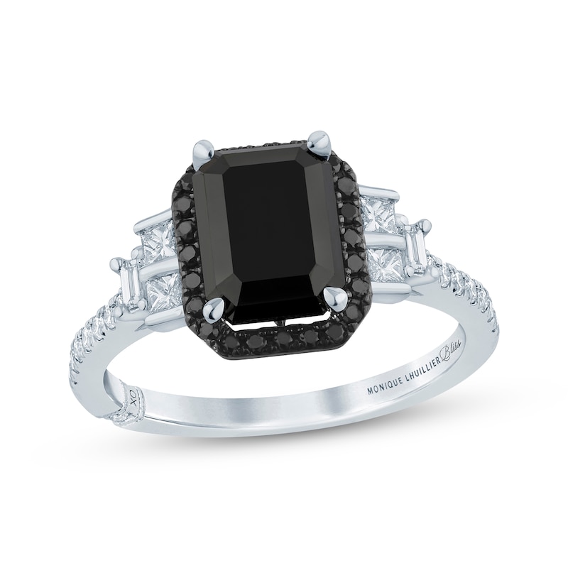 Monique Lhuillier Bliss Emerald-Cut Black & White Diamond Engagement Ring 2-3/8 ct tw 14K White Gold