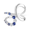 Thumbnail Image 0 of Blue & White Lab-Created Sapphire Deconstructed Curve Ring Sterling Silver