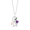 Thumbnail Image 1 of Disney Treasures Lilo & Stitch Amethyst & Diamond Necklace 1/8 ct tw Sterling Silver & 10K Rose Gold 17&quot;