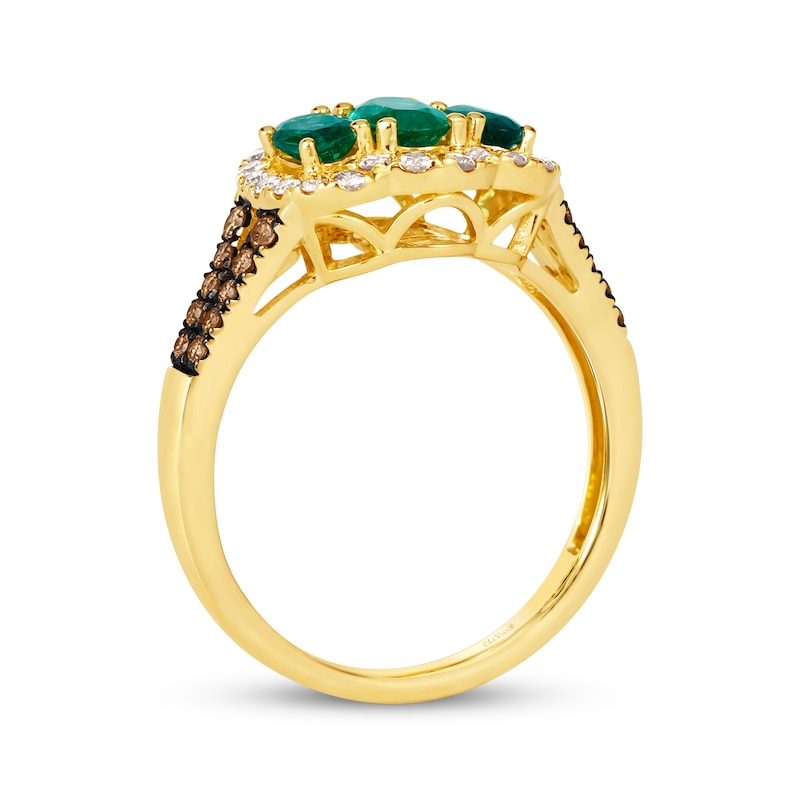 Main Image 3 of Le Vian Emerald Three-Stone Ring 3/8 ct tw Diamonds 14K Honey Gold
