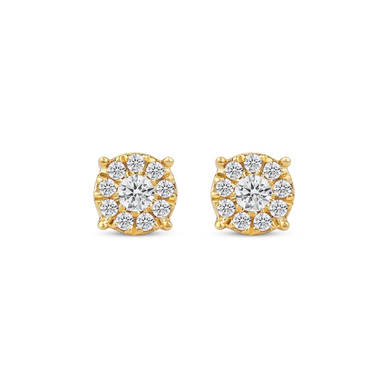 Main Image 2 of Diamond Halo Stud Earrings 1/4 ct tw 10K Yellow Gold