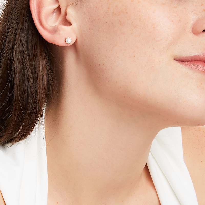 Main Image 4 of Diamond Halo Stud Earrings 1/4 ct tw 10K Yellow Gold
