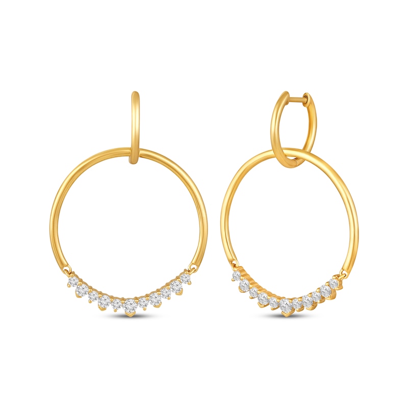Main Image 1 of Diamond Convertible Circle & Hoop Earrings 3/4 ct tw 10K Yellow Gold