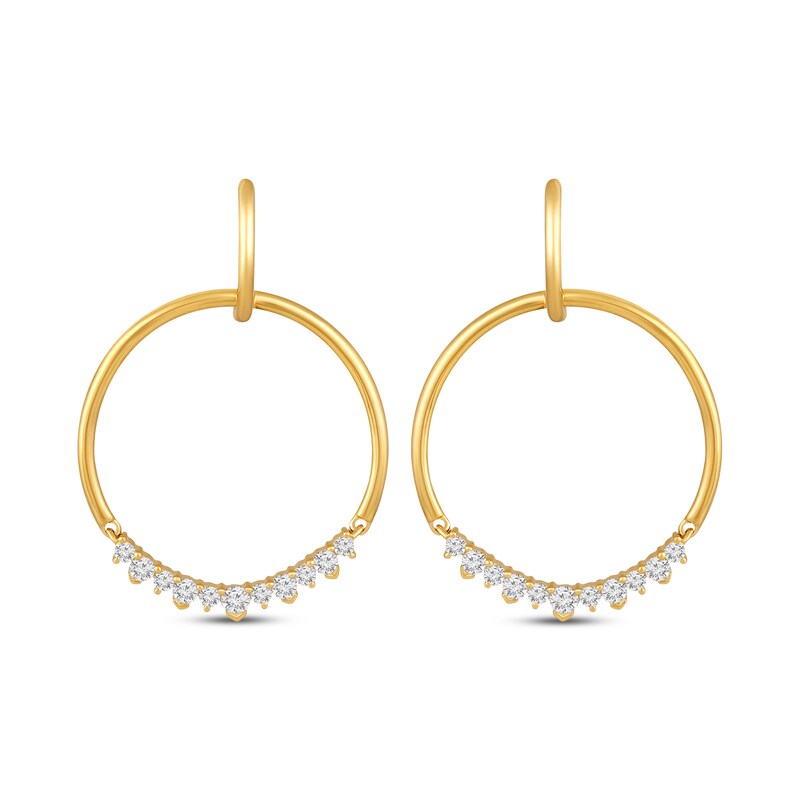Main Image 2 of Diamond Convertible Circle & Hoop Earrings 3/4 ct tw 10K Yellow Gold