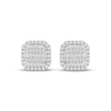 Thumbnail Image 2 of Men's Baguette & Round-Cut Diamond Greek Key Cushion Stud Earrings 1/3 ct tw 10K Yellow Gold