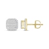 Thumbnail Image 2 of Men's Baguette & Round-Cut Diamond Greek Key Cushion Stud Earrings 1/3 ct tw 10K Yellow Gold
