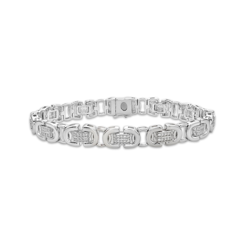Men's Diamond Link Bracelet 1 ct tw Sterling Silver 8.5