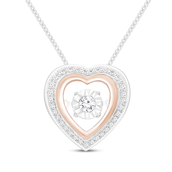 Unstoppable Love Diamond Double Heart Frame Necklace 1/5 ct tw 10K Two-Tone Gold 19"