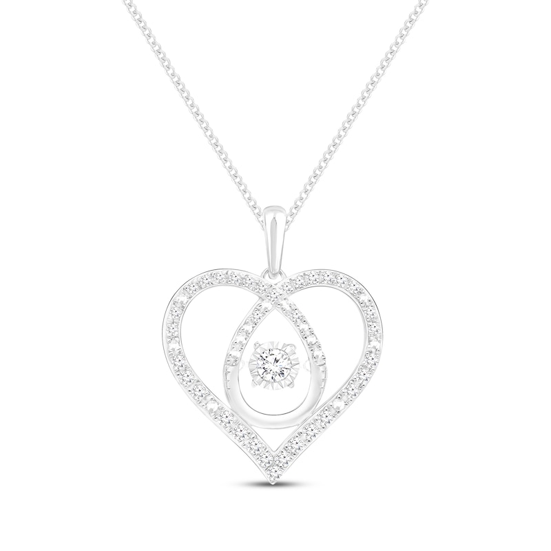 Main Image 1 of Unstoppable Love Diamond Heart Necklace 1/4 ct tw Sterling Silver 19&quot;