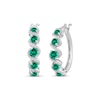 Thumbnail Image 0 of Lab-Created Emerald & White Lab-Created Sapphire Swirl Hoop Earrings Sterling Silver