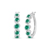 Thumbnail Image 1 of Lab-Created Emerald & White Lab-Created Sapphire Swirl Hoop Earrings Sterling Silver