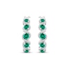 Thumbnail Image 1 of Lab-Created Emerald & White Lab-Created Sapphire Swirl Hoop Earrings Sterling Silver