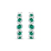 Thumbnail Image 2 of Lab-Created Emerald & White Lab-Created Sapphire Swirl Hoop Earrings Sterling Silver